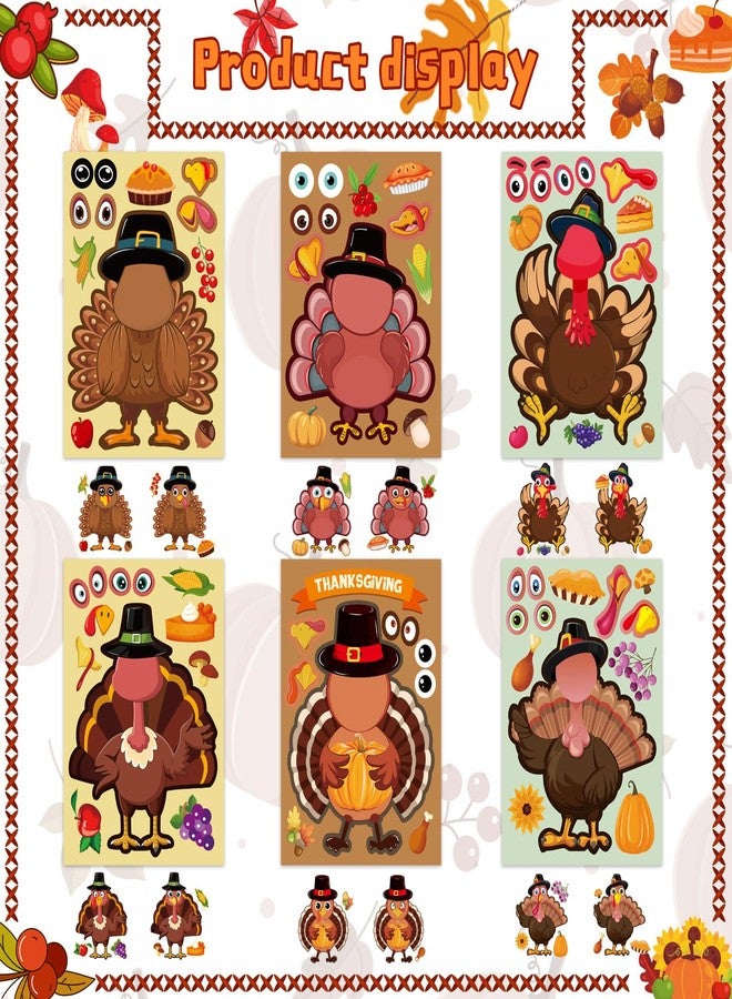 DUJAA 24Sheet Make-a-Turkey Stickers Thanksgiving Party Favors Supplies Stickers for Kids Turkey Games Crafts Sticker Autumn Fall Harvest Halloween Thanksgiving Decorations - Image 4